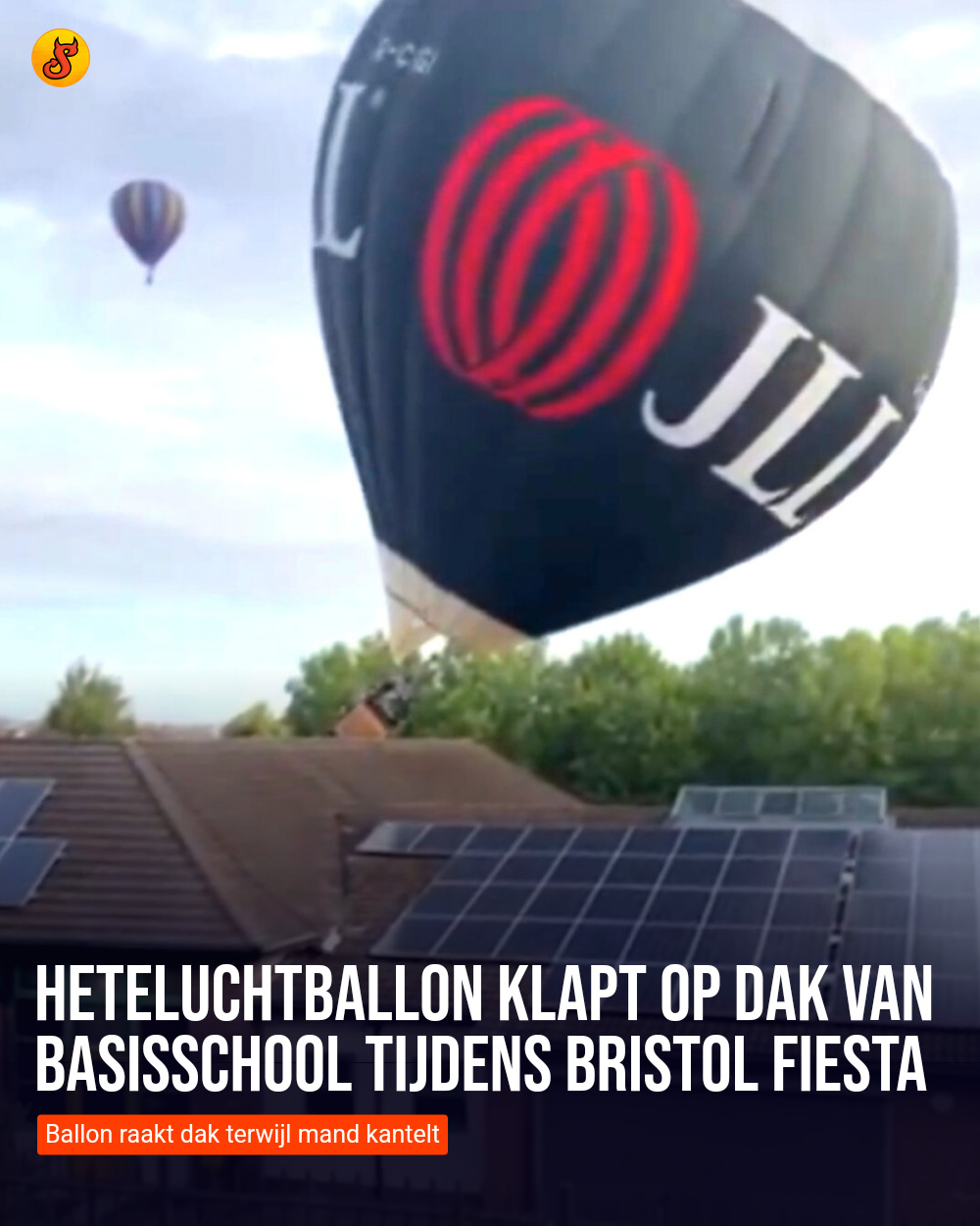 Heteluchtballon klapt op dak van basisschool tijdens Bristol Fiesta