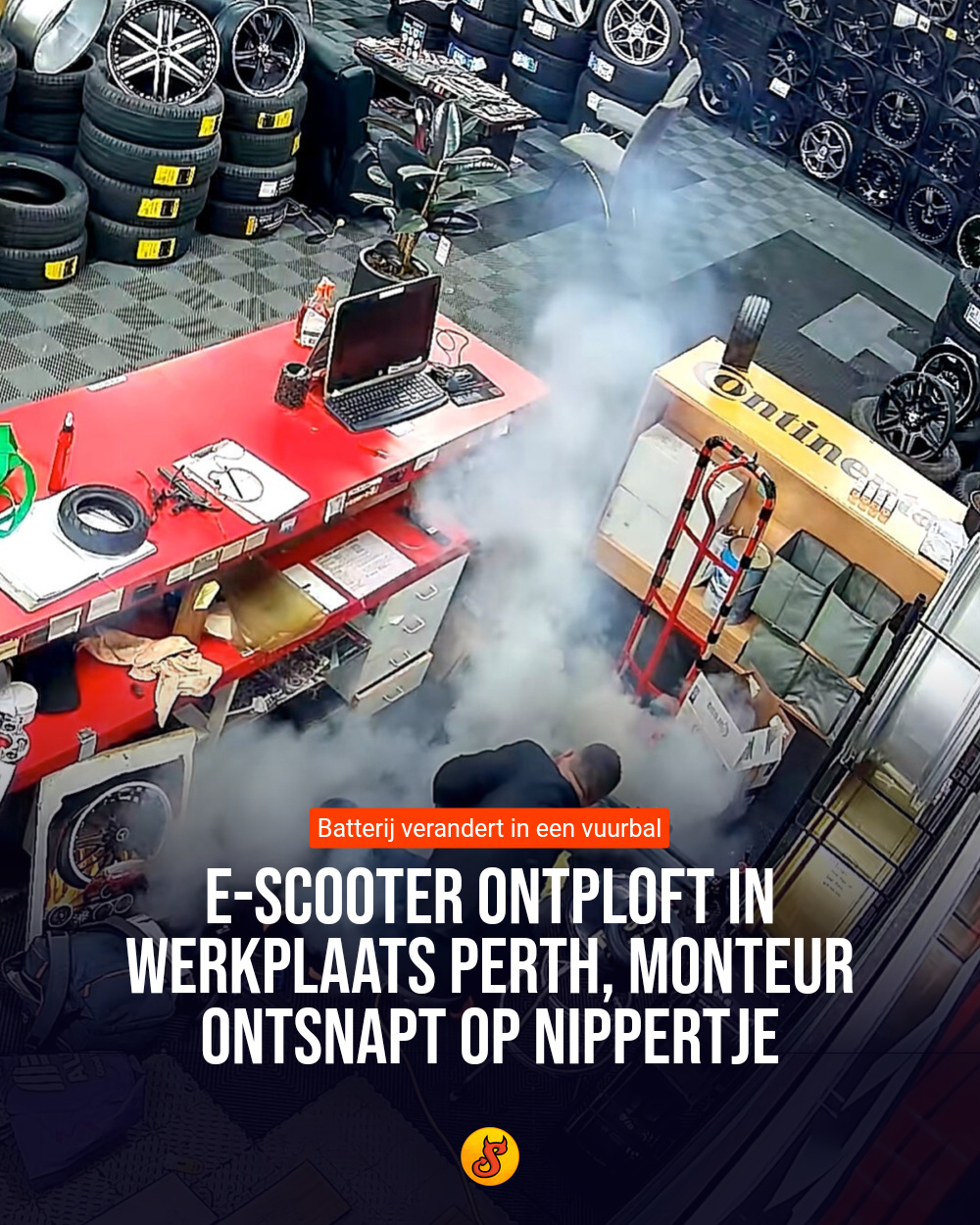 E-scooter ontploft in werkplaats Perth, monteur ontsnapt op nippertje