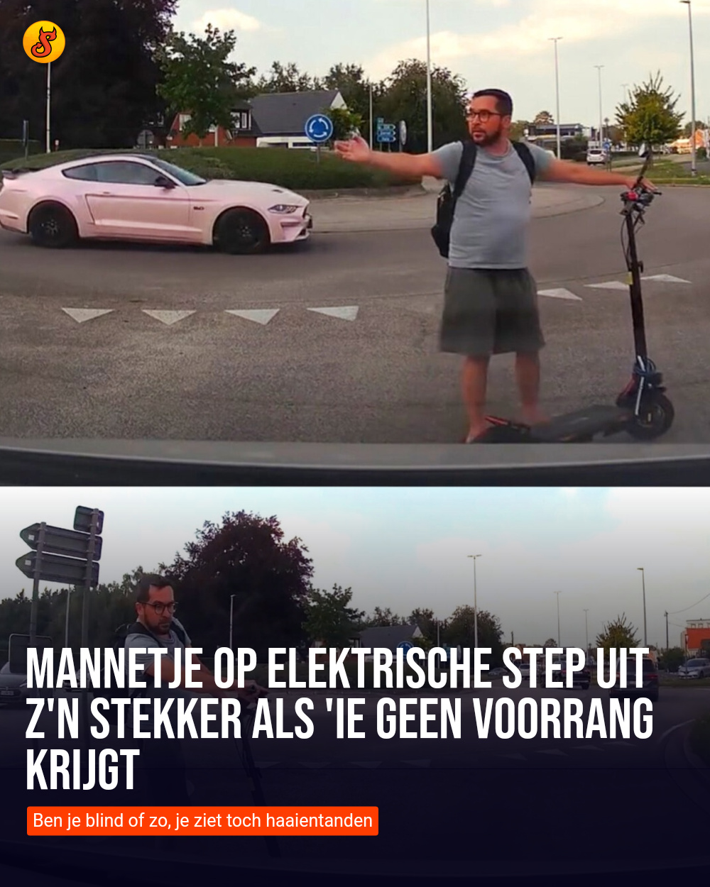 Mannetje op elektrische step uit z'n stekker als 'ie geen voorrang krijgt