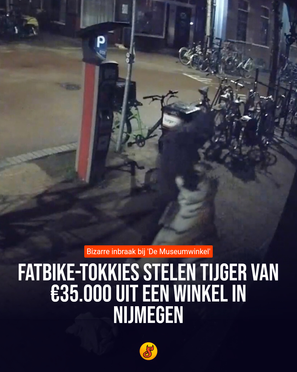 Fatbike-tokkies stelen tijger van €35.000 uit een winkel in Nijmegen