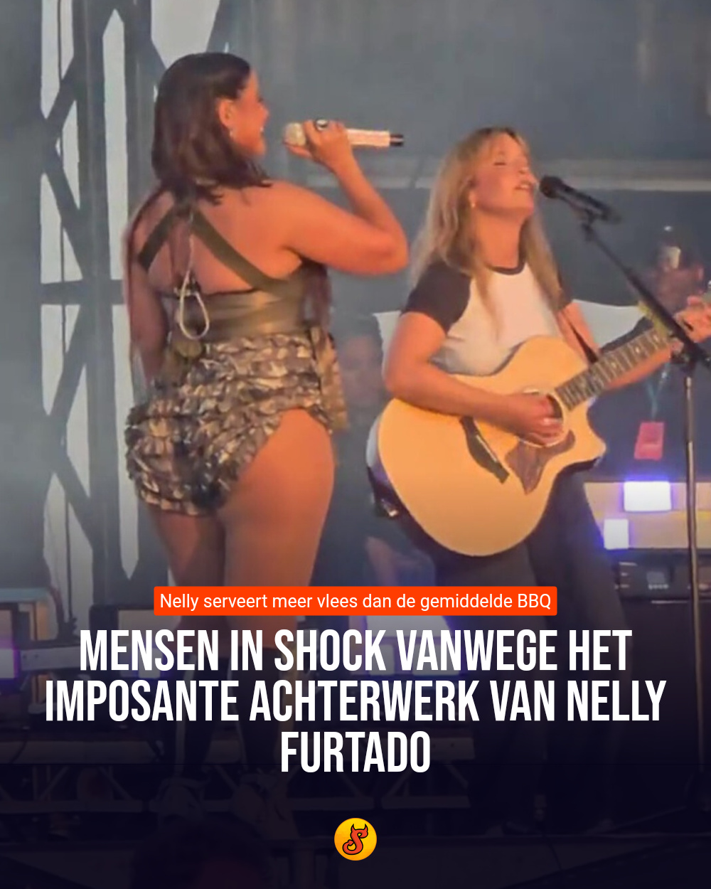 Mensen in shock vanwege het imposante achterwerk van Nelly Furtado