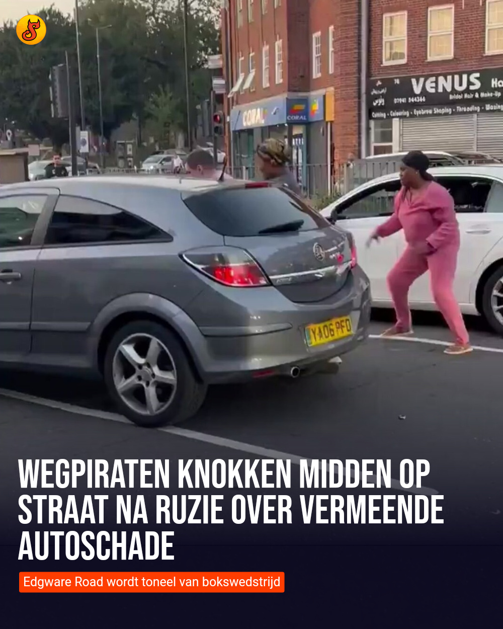 Wegpiraten knokken midden op straat na ruzie over vermeende autoschade