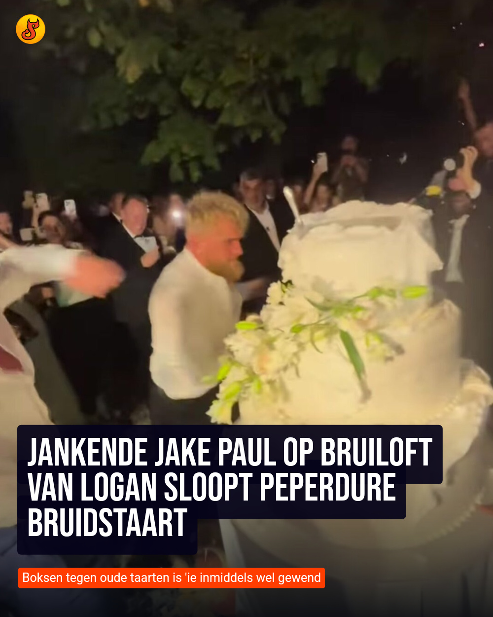 Jankende Jake Paul op bruiloft van Logan sloopt peperdure bruidstaart