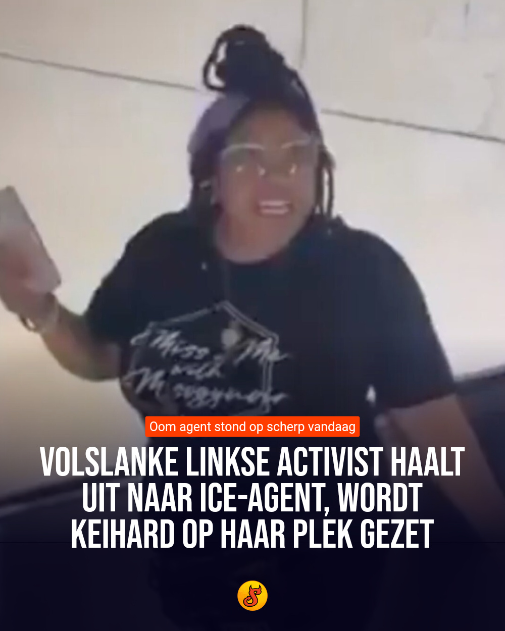 Volslanke linkse activist haalt uit naar ICE-agent, wordt keihard op haar plek gezet