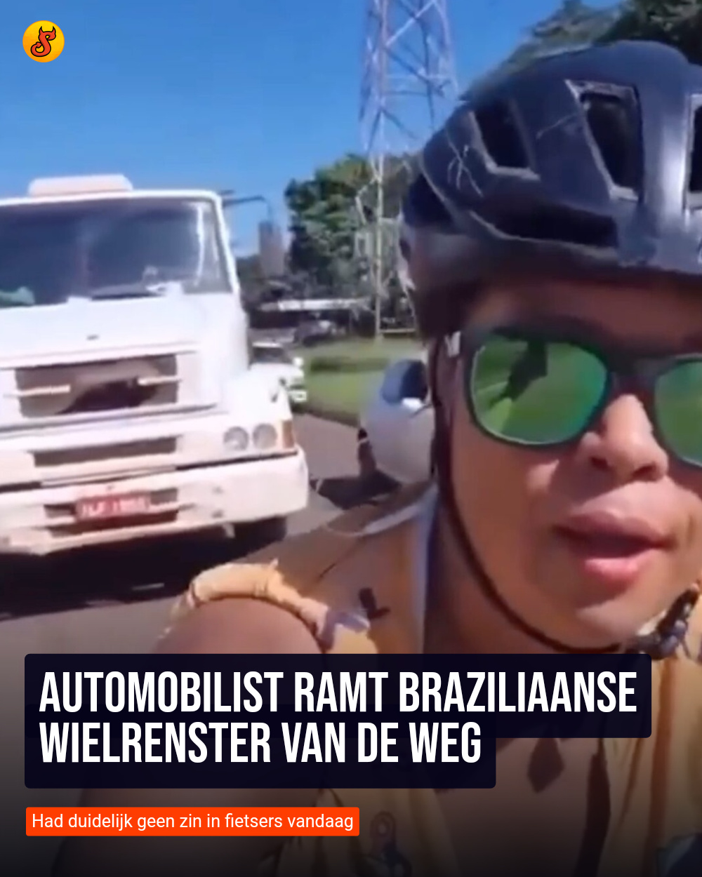 Automobilist ramt Braziliaanse wielrenster van de weg