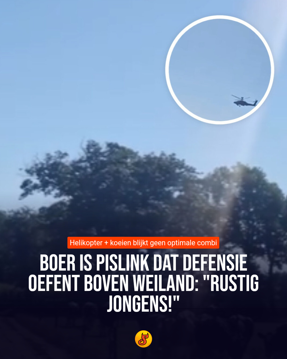 Boer is pislink dat Defensie oefent boven weiland: "Rustig jongens!"