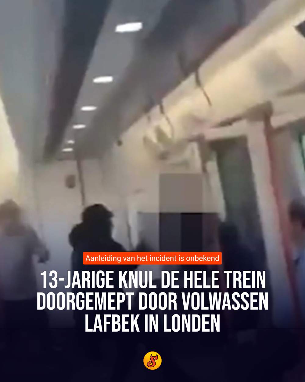 13-jarige knul de hele trein doorgemept door volwassen lafbek in Londen