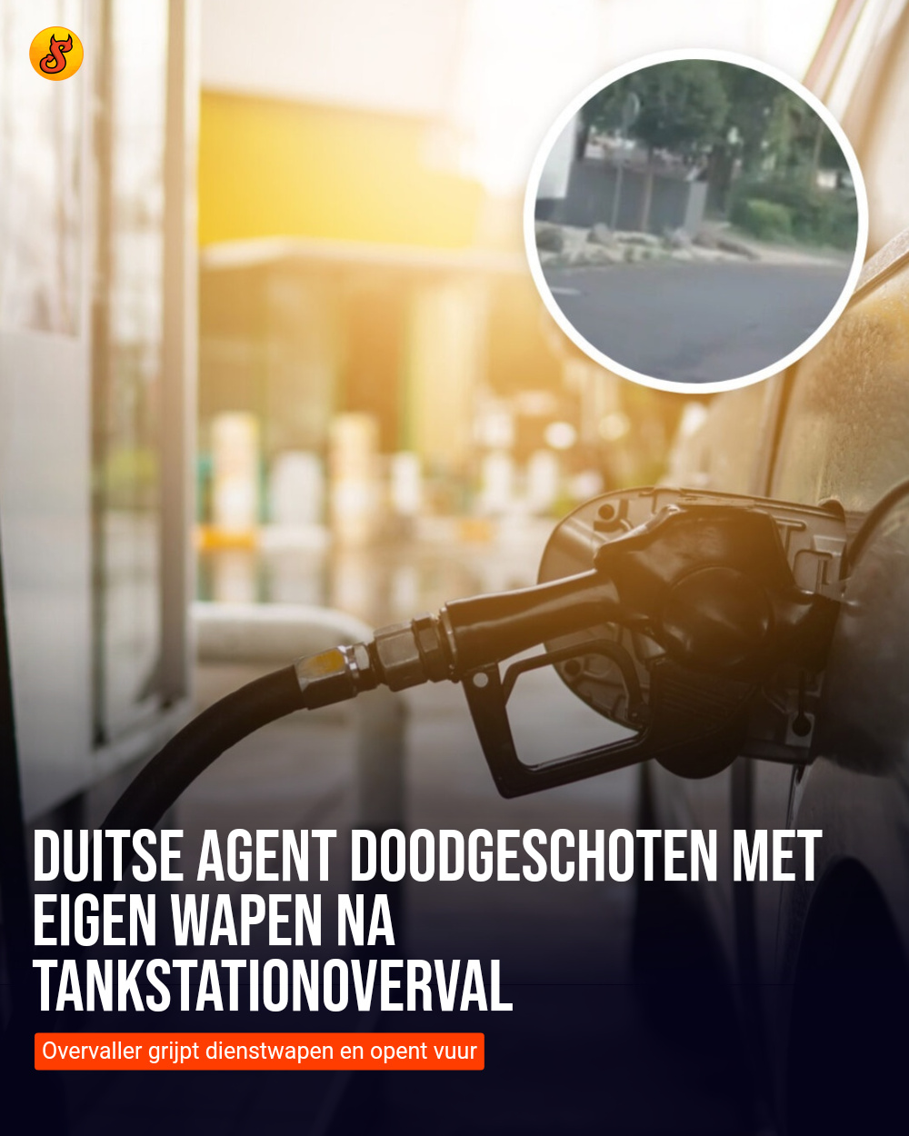 Duitse agent doodgeschoten met eigen wapen na tankstationoverval