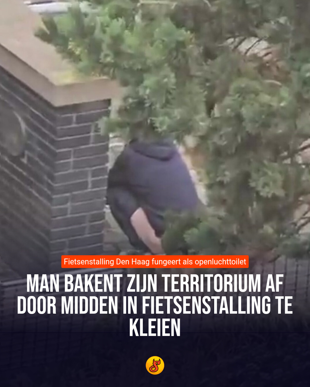 Man bakent zijn territorium af door midden in fietsenstalling te kleien