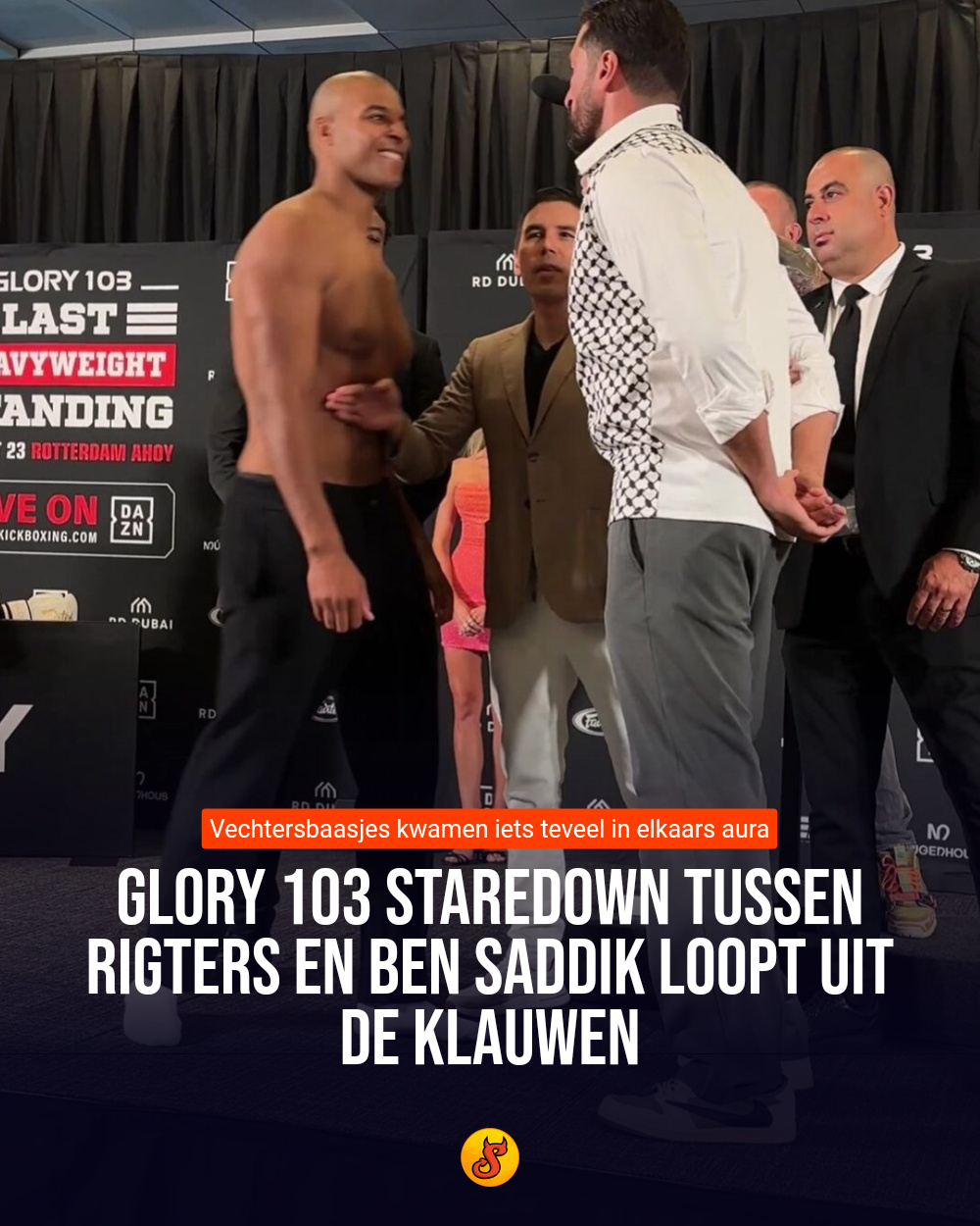 Glory 103 staredown tussen Rigters en Ben Saddik loopt uit de klauwen