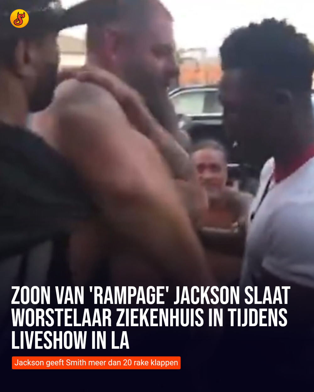 Zoon van 'Rampage' Jackson slaat worstelaar ziekenhuis in tijdens liveshow in LA