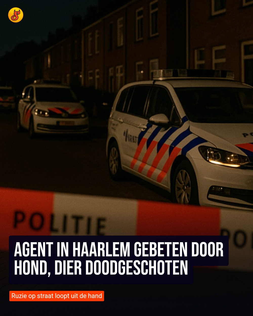 Agent in Haarlem gebeten door hond, dier doodgeschoten