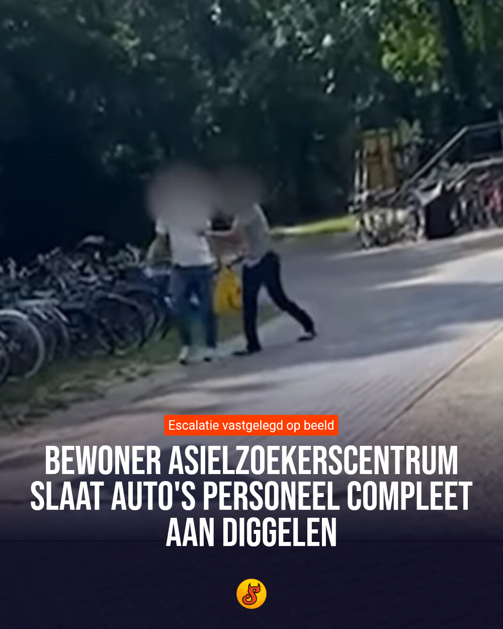 Bewoner asielzoekerscentrum slaat auto's personeel compleet aan diggelen