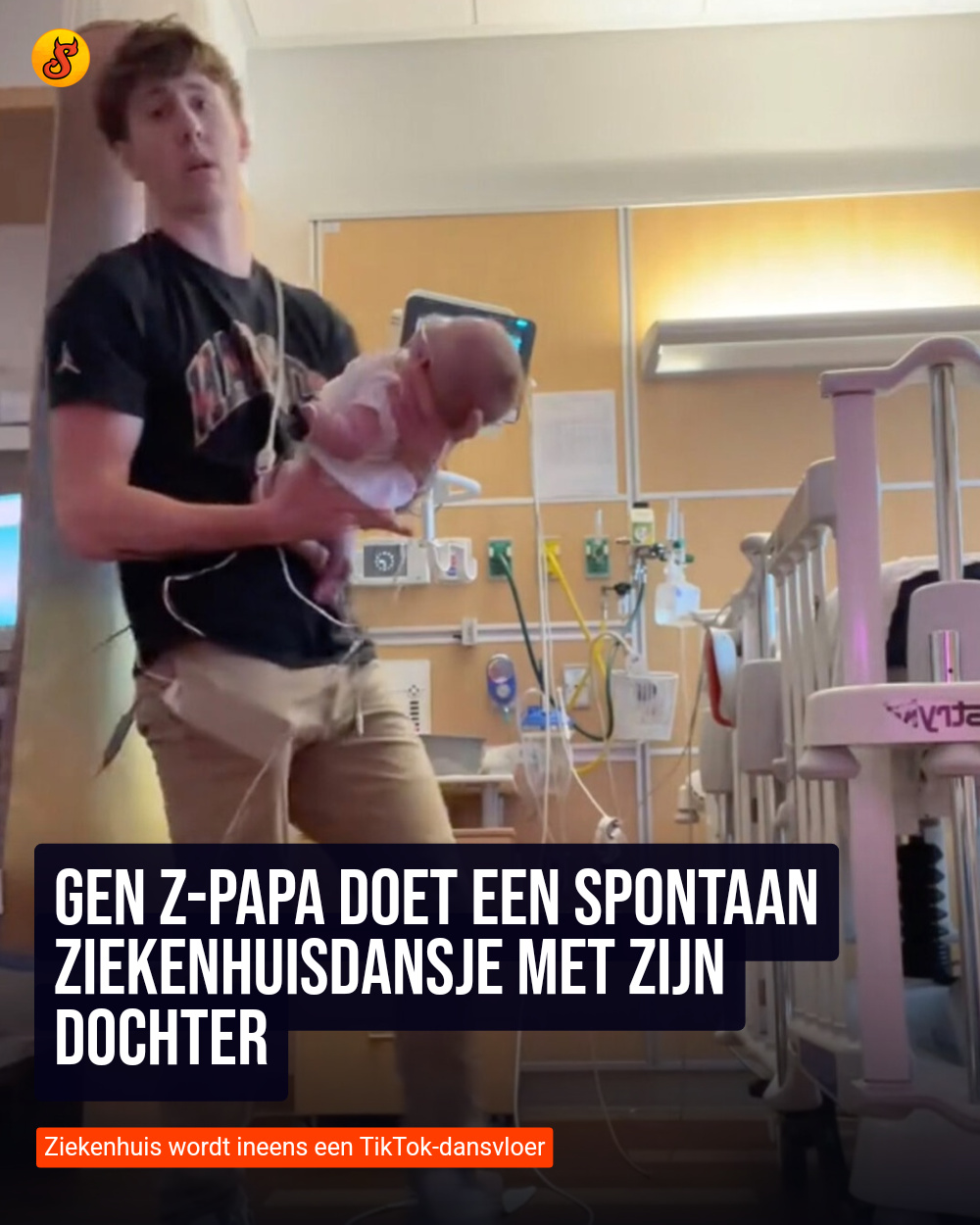 Gen Z-papa doet een spontaan ziekenhuisdansje met zijn dochter