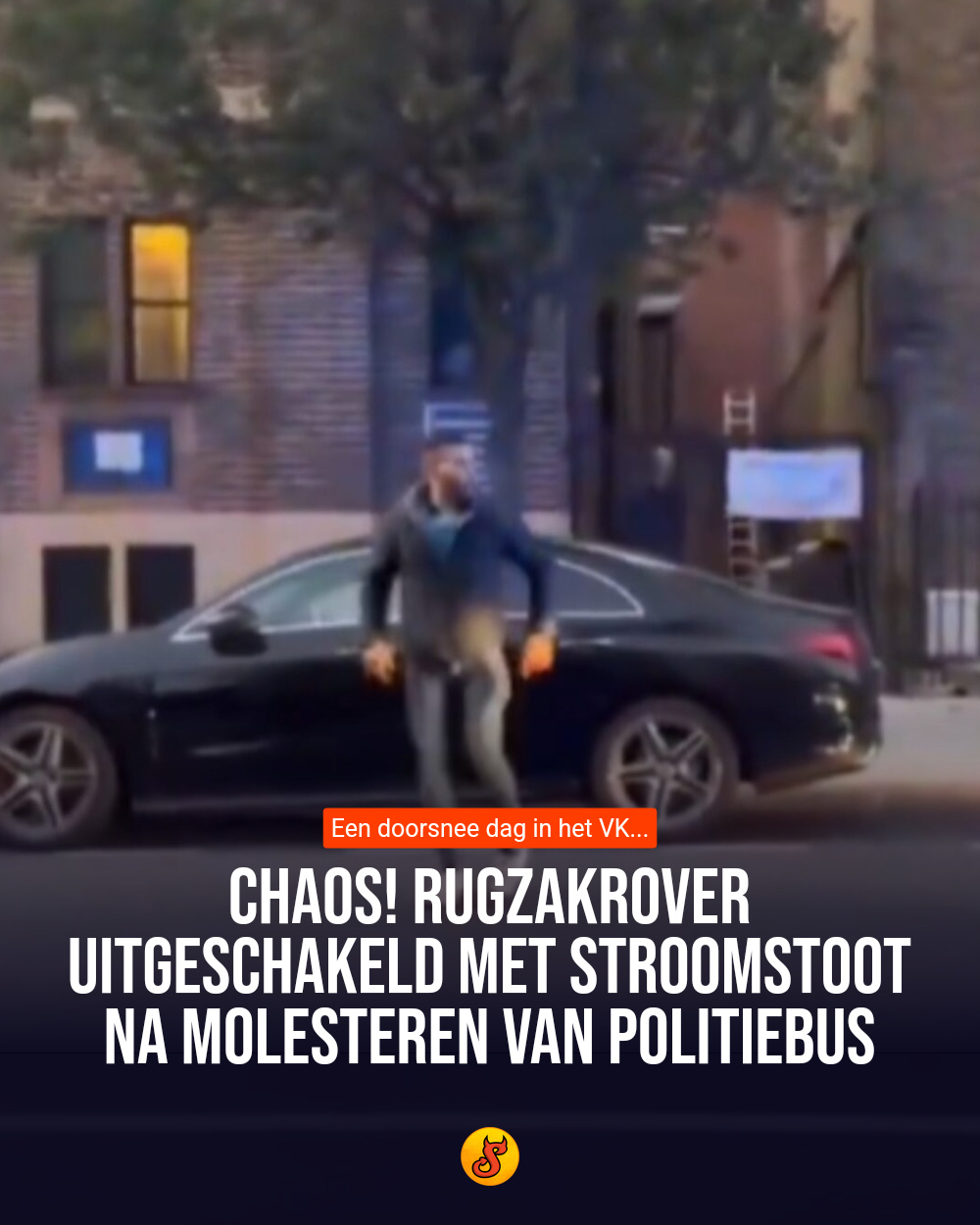 Chaos! Rugzakrover uitgeschakeld met stroomstoot na molesteren van politiebus