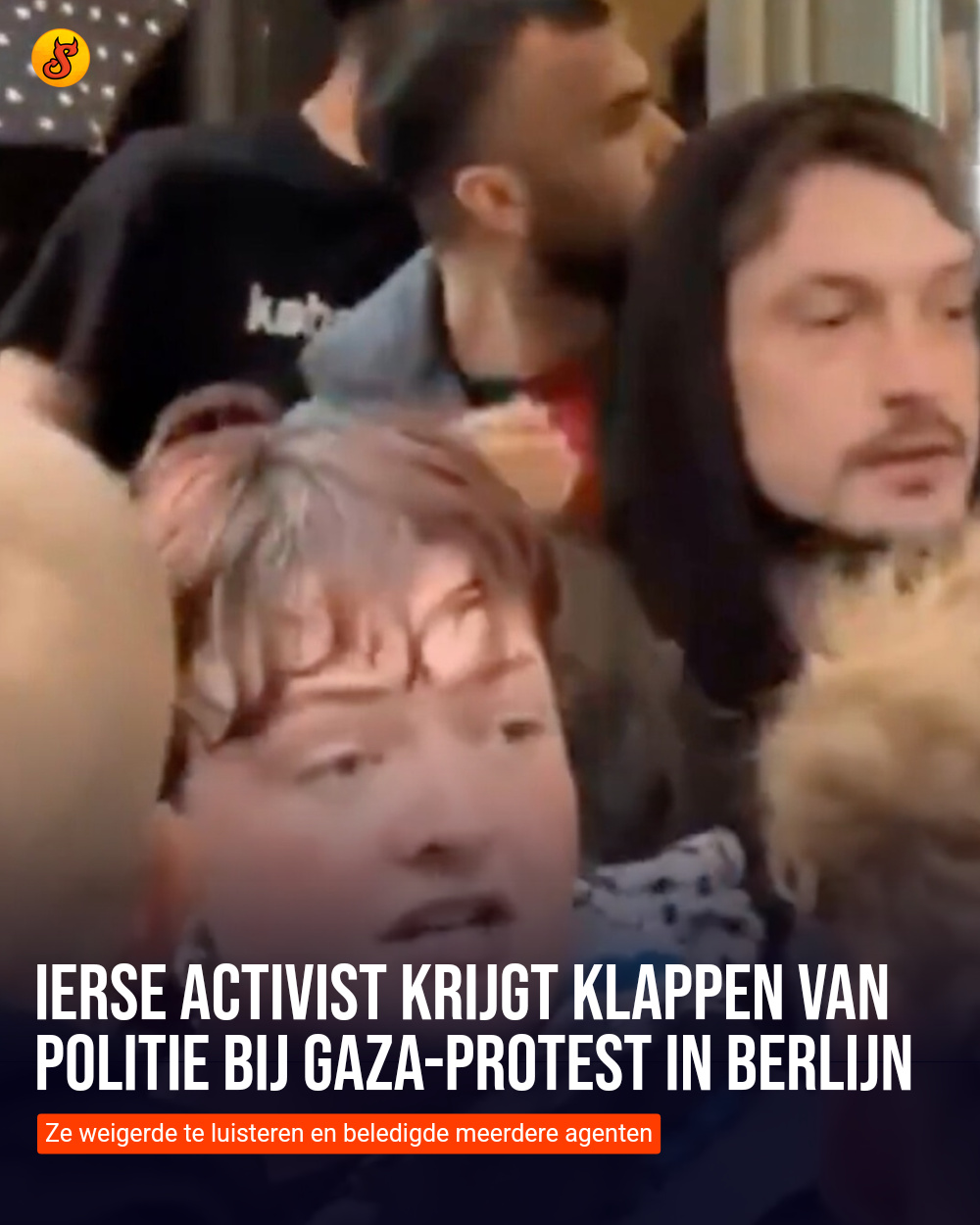 Ierse activist krijgt klappen van politie bij Gaza-protest in Berlijn
