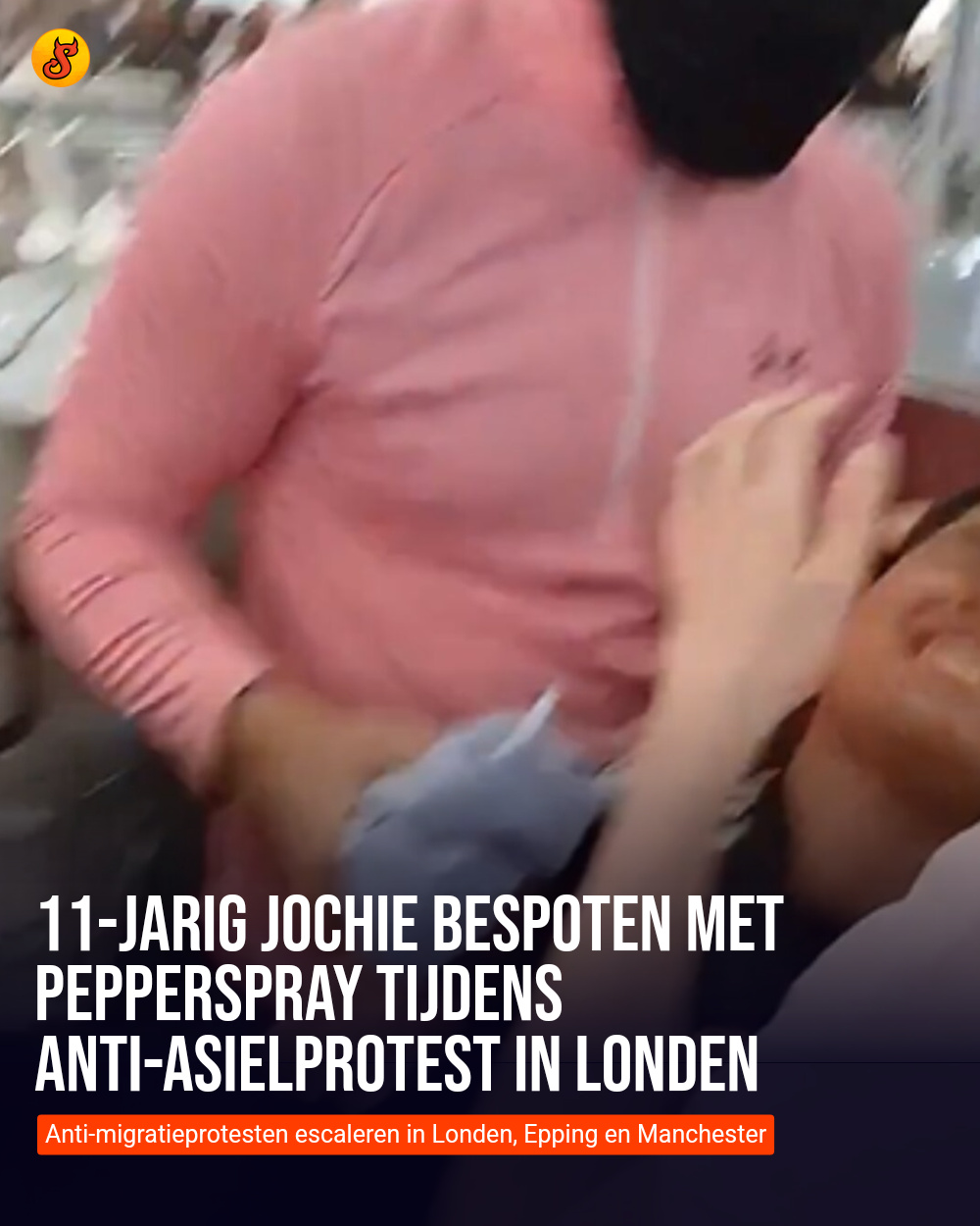11-jarig jochie bespoten met pepperspray tijdens anti-asielprotest in Londen