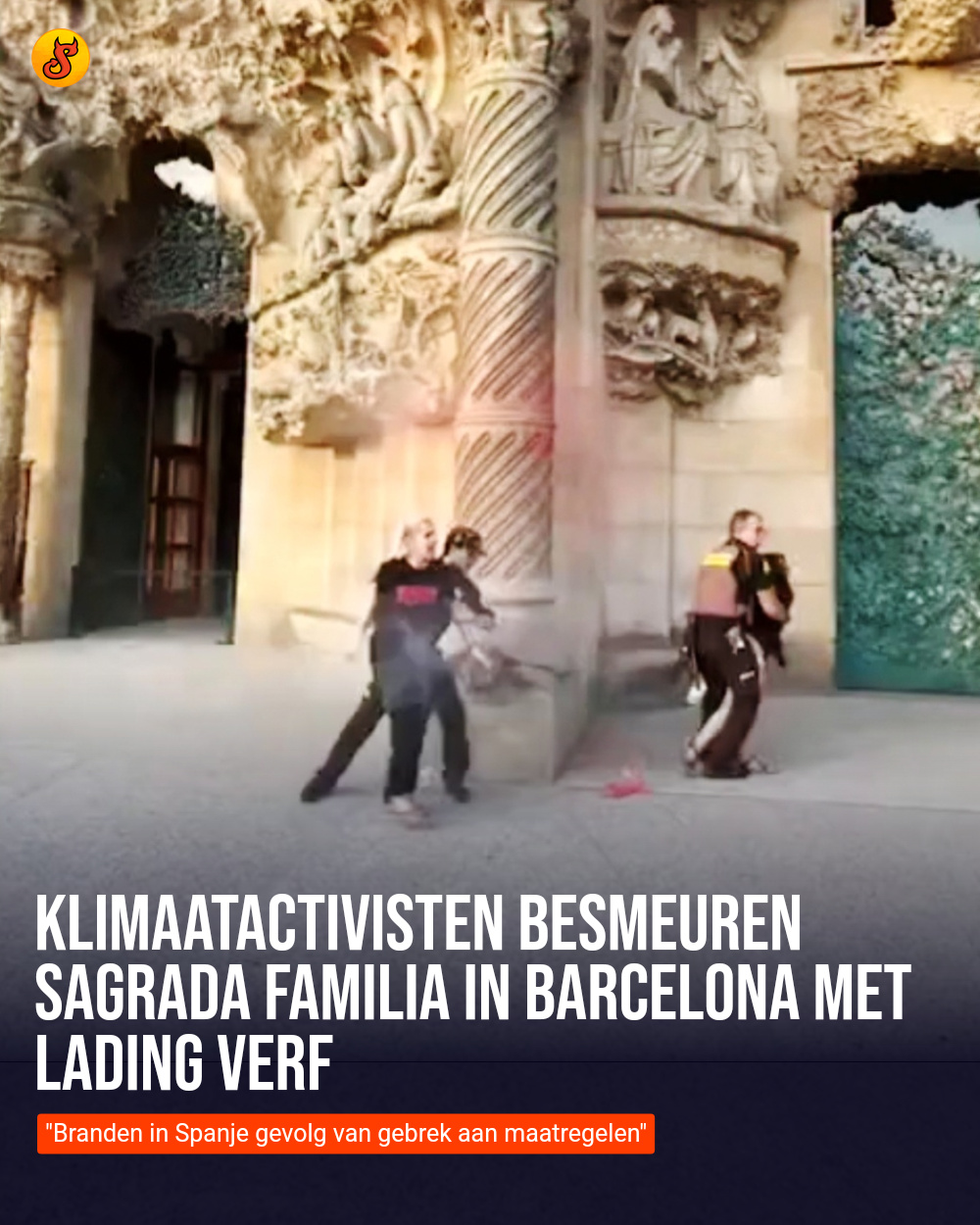 Klimaatactivisten besmeuren Sagrada Familia in Barcelona met lading verf