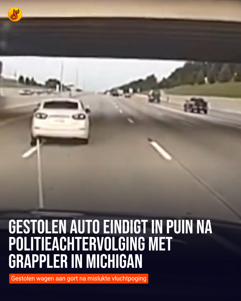 Gestolen auto eindigt in puin na politieachtervolging met grappler in Michigan