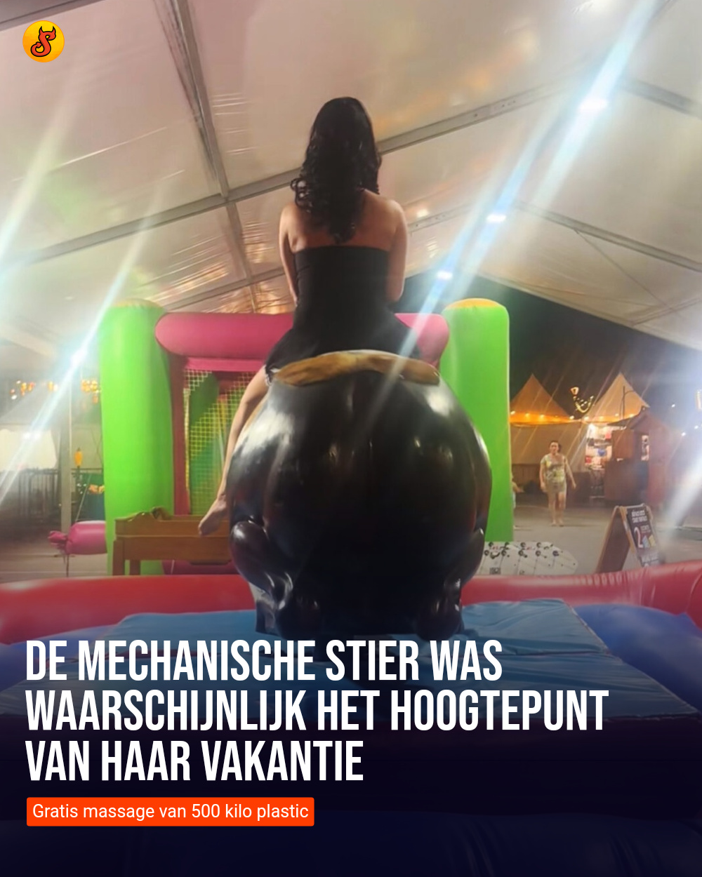 De mechanische stier was waarschijnlijk het hoogtepunt van haar vakantie