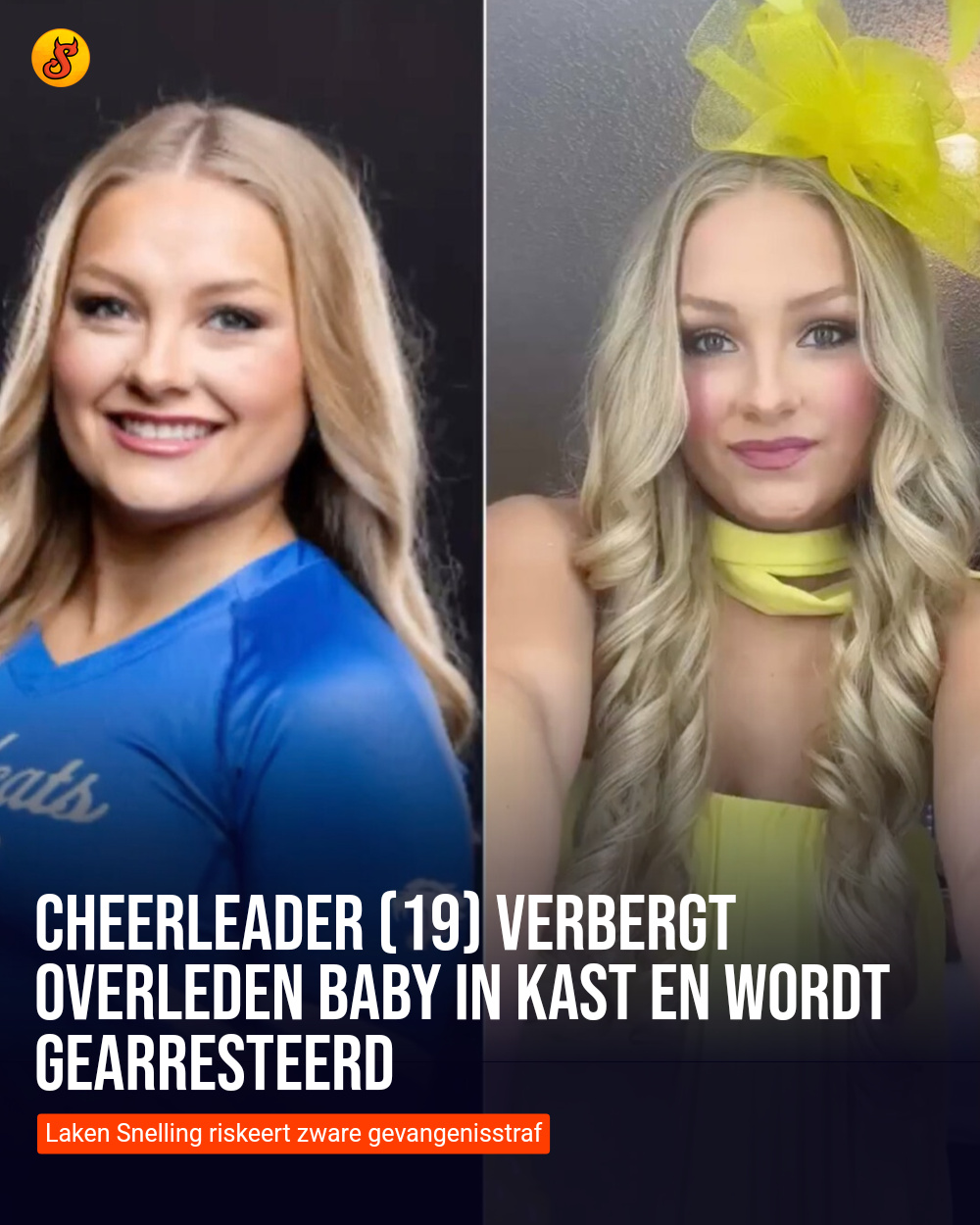 Cheerleader (19) verbergt overleden baby in kast en wordt gearresteerd