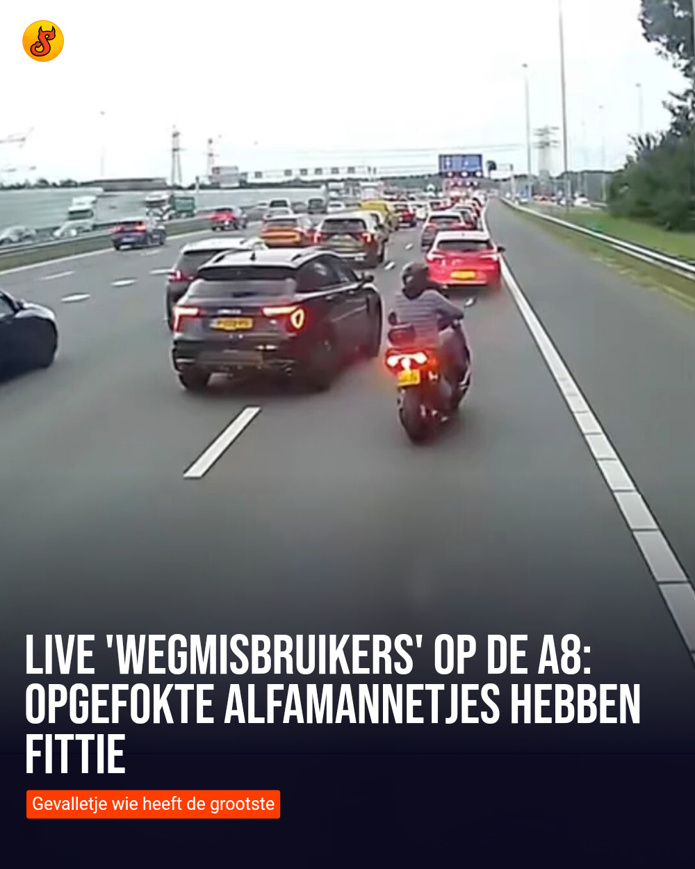 Live 'Wegmisbruikers' op de A8: Opgefokte alfamannetjes hebben fittie