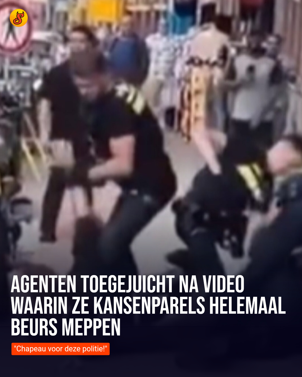 Agenten toegejuicht na video waarin ze kansenparels helemaal beurs meppen