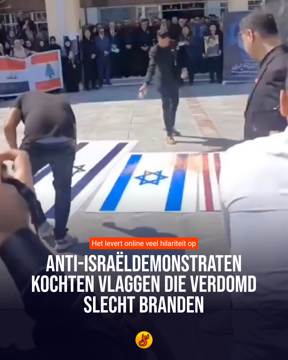 Anti-Israëldemonstraten kochten vlaggen die verdomd slecht branden