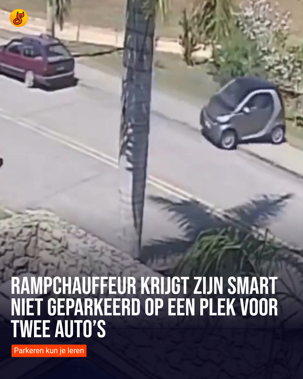 Rampchauffeur krijgt zijn Smart niet geparkeerd op een plek voor twee auto’s