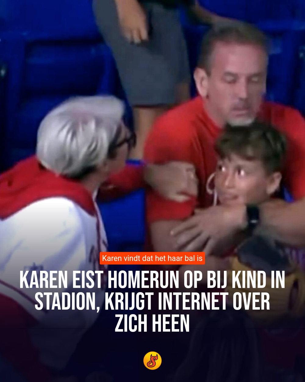 Karen eist homerun op bij kind in stadion, krijgt internet over zich heen