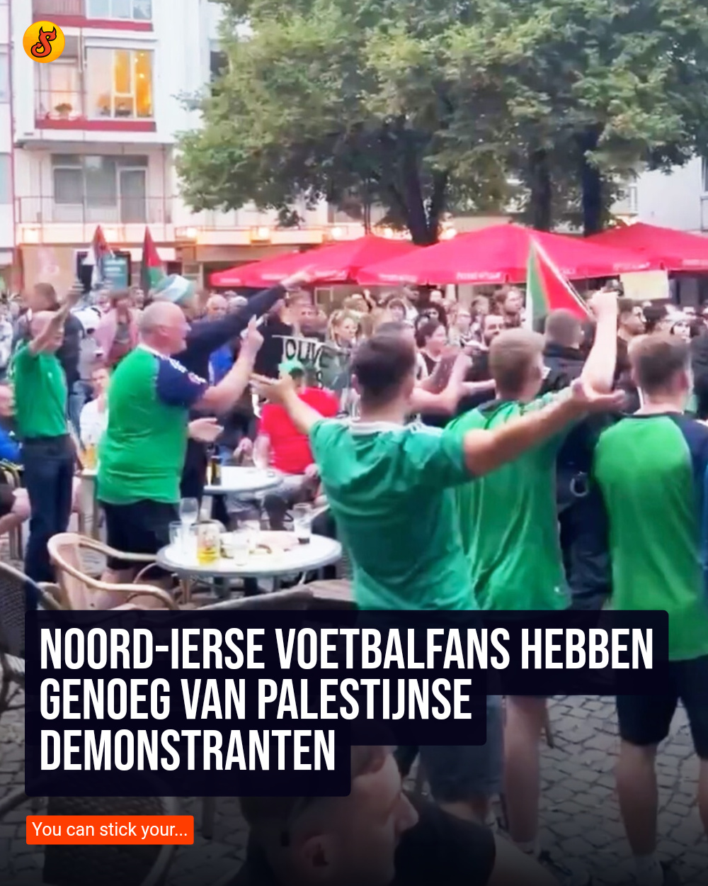 Noord-Ierse voetbalfans hebben genoeg van Palestijnse demonstranten