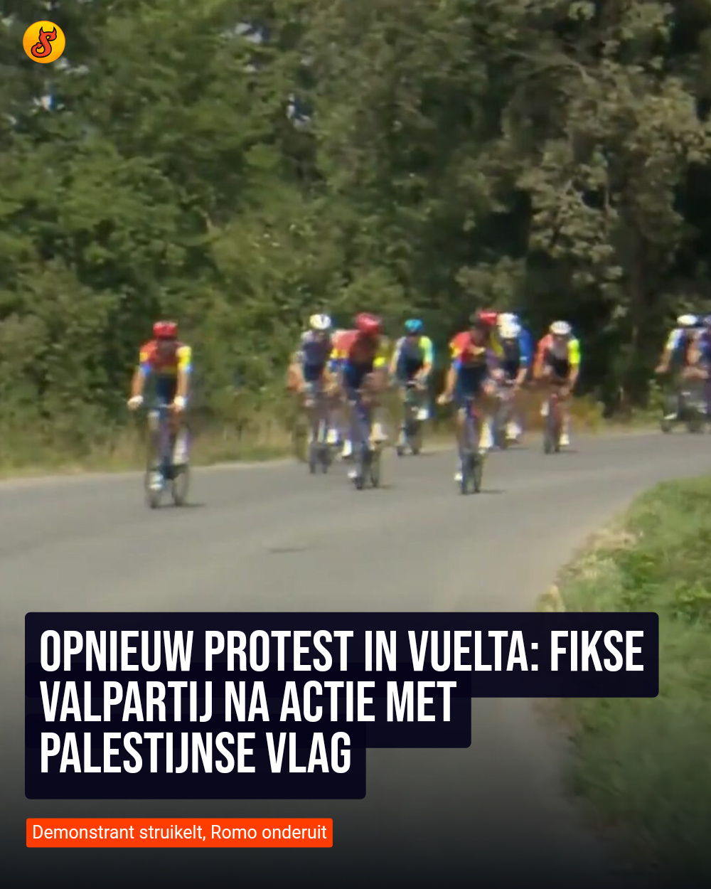 Opnieuw protest in Vuelta: fikse valpartij na actie met Palestijnse vlag