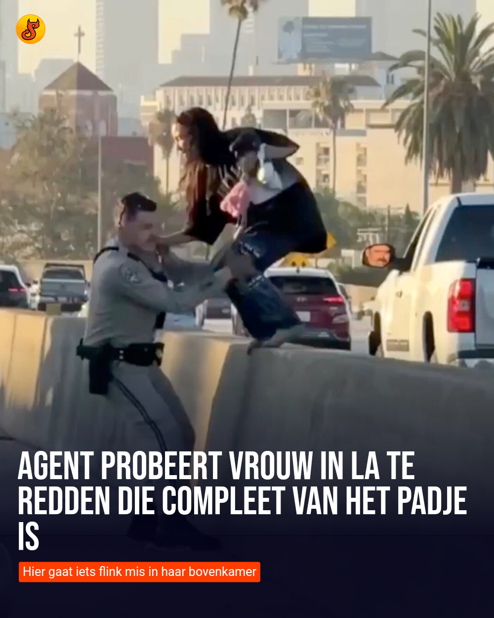 Agent probeert vrouw in LA te redden die compleet van het padje is