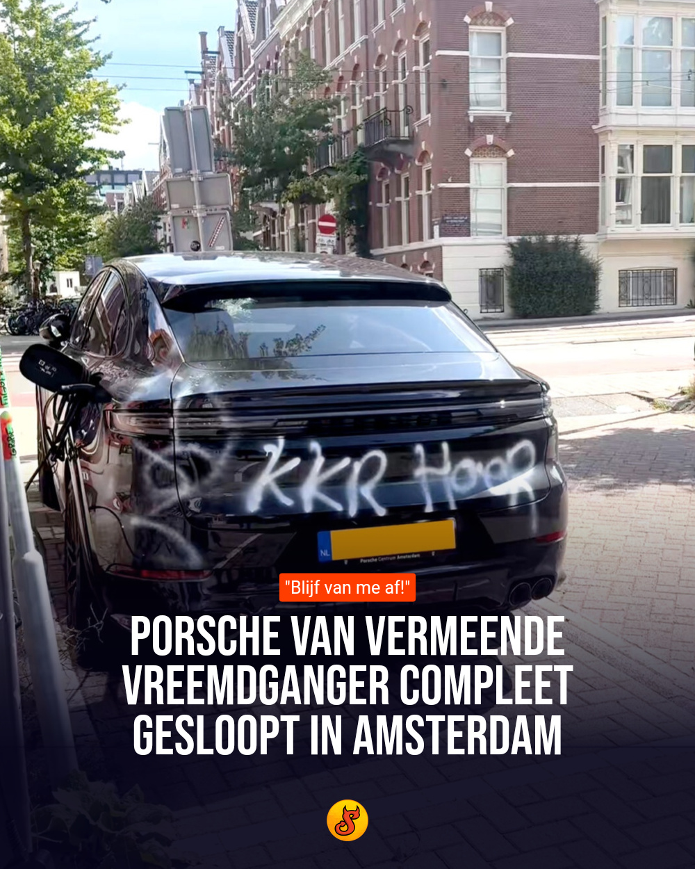 Porsche van vermeende vreemdganger compleet gesloopt in Amsterdam