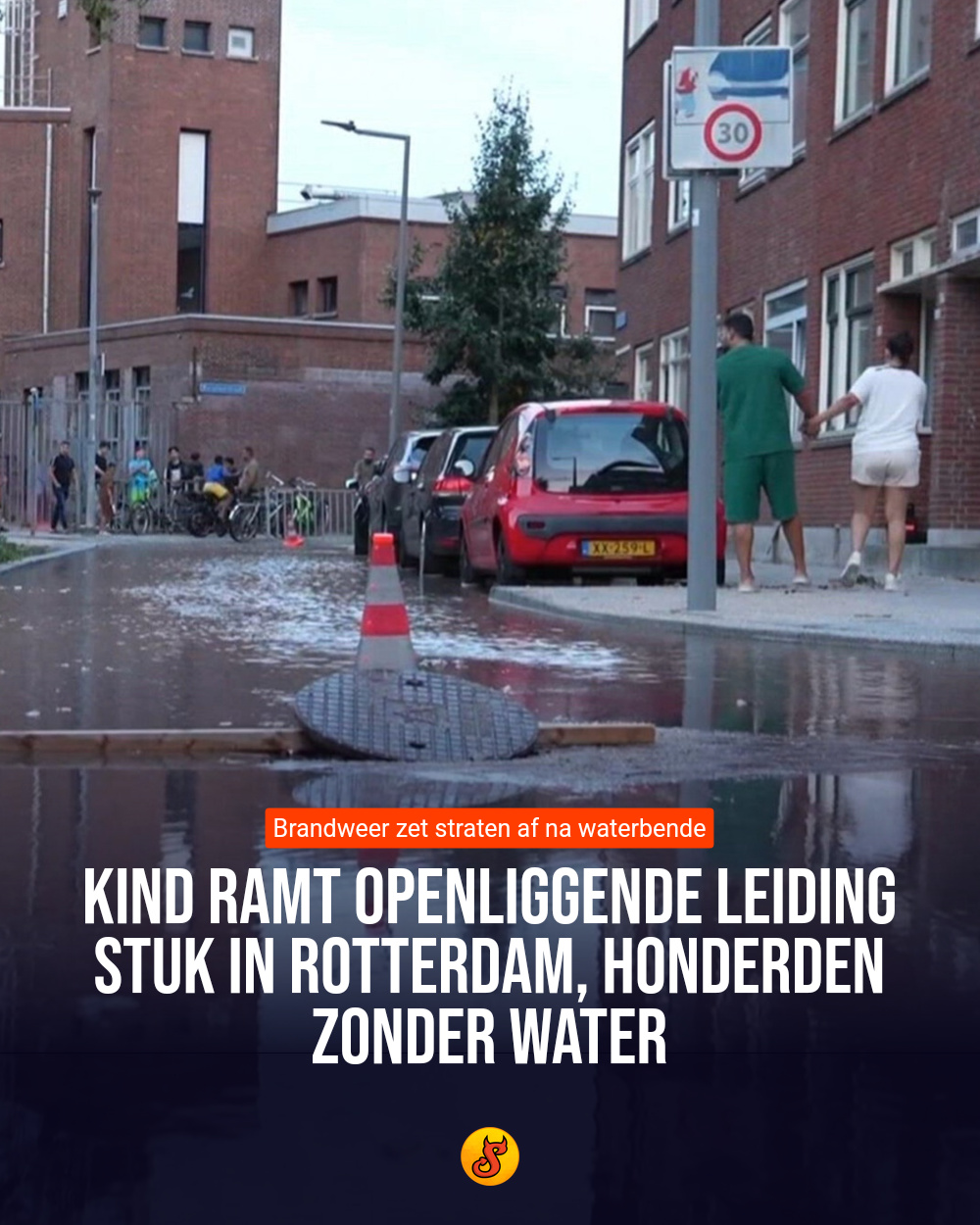 Kind ramt openliggende leiding stuk in Rotterdam, honderden zonder water
