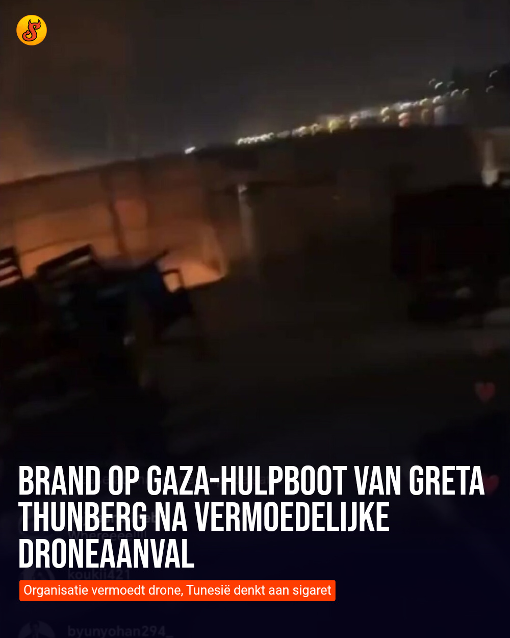 Brand op Gaza-hulpboot van Greta Thunberg na vermoedelijke droneaanval