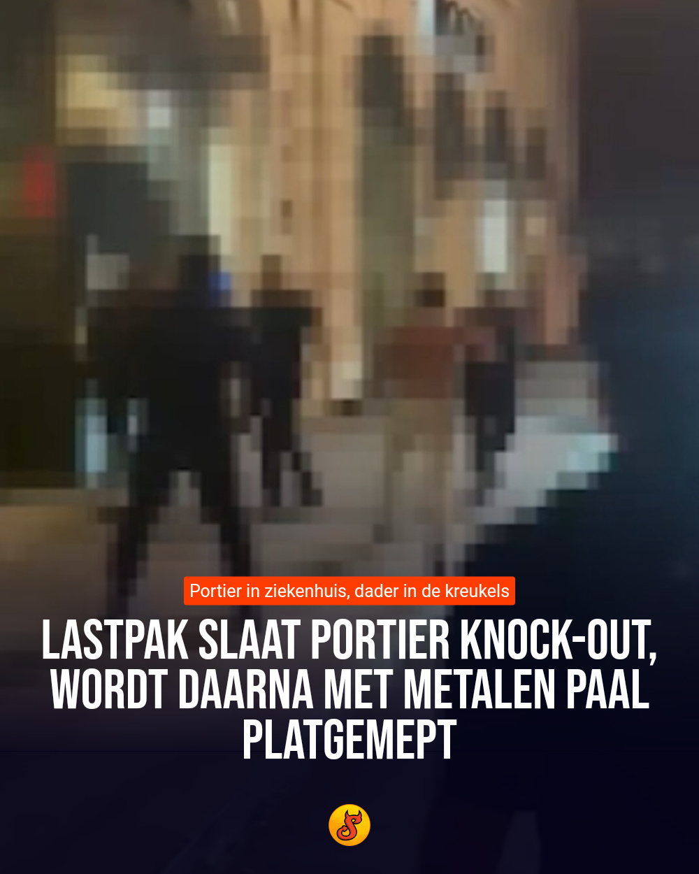 Lastpak slaat portier knock-out, wordt daarna met metalen paal platgemept
