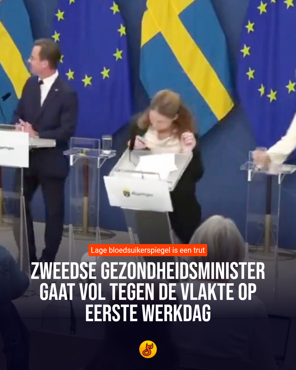 Zweedse gezondheidsminister gaat vol tegen de vlakte op eerste werkdag