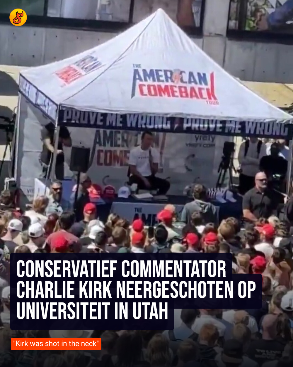 Conservatief commentator Charlie Kirk neergeschoten op universiteit in Utah