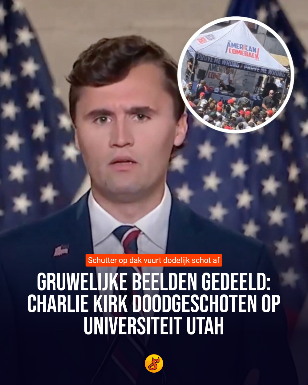 Gruwelijke beelden gedeeld: Charlie Kirk doodgeschoten op universiteit Utah