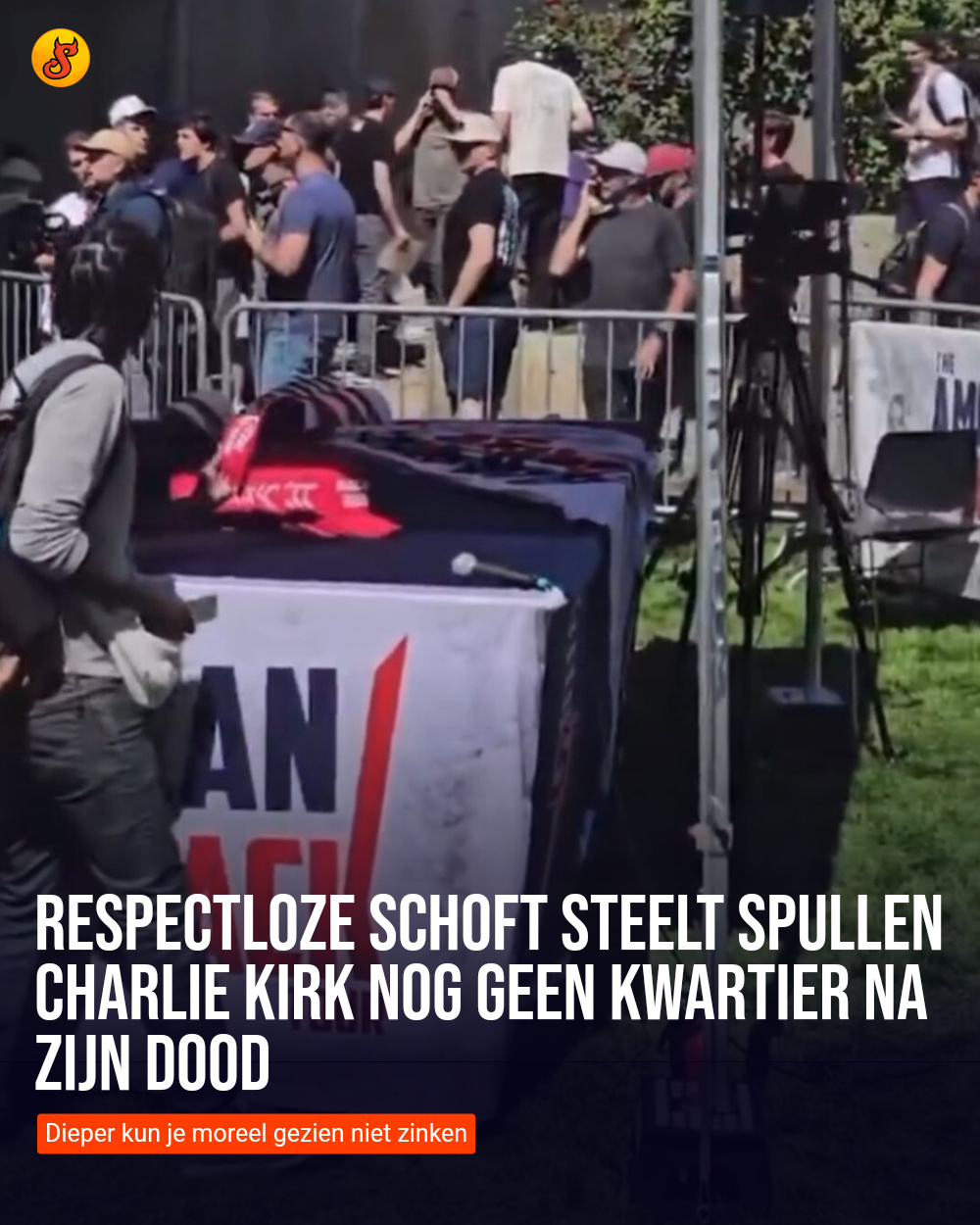 Respectloze schoft steelt spullen Charlie Kirk nog geen kwartier na zijn dood