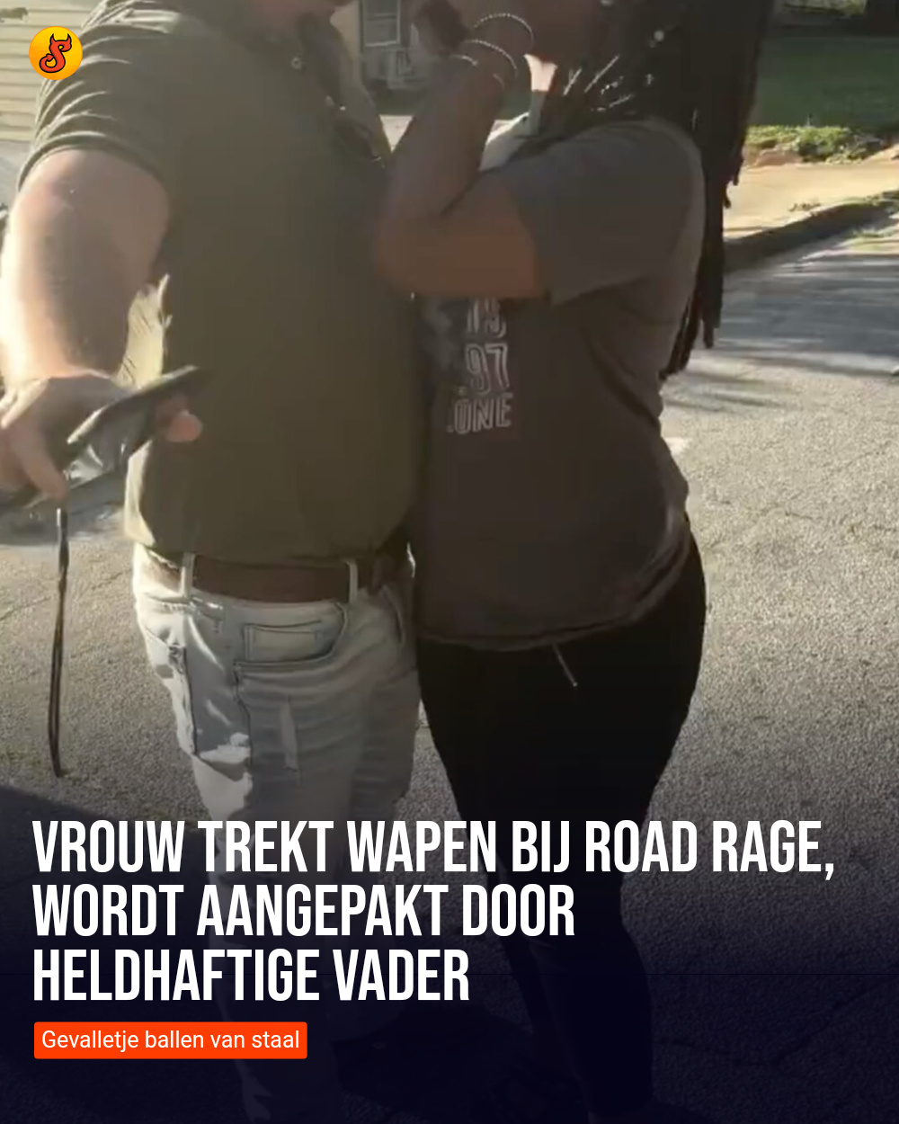 Vrouw trekt wapen bij road rage, wordt aangepakt door heldhaftige vader