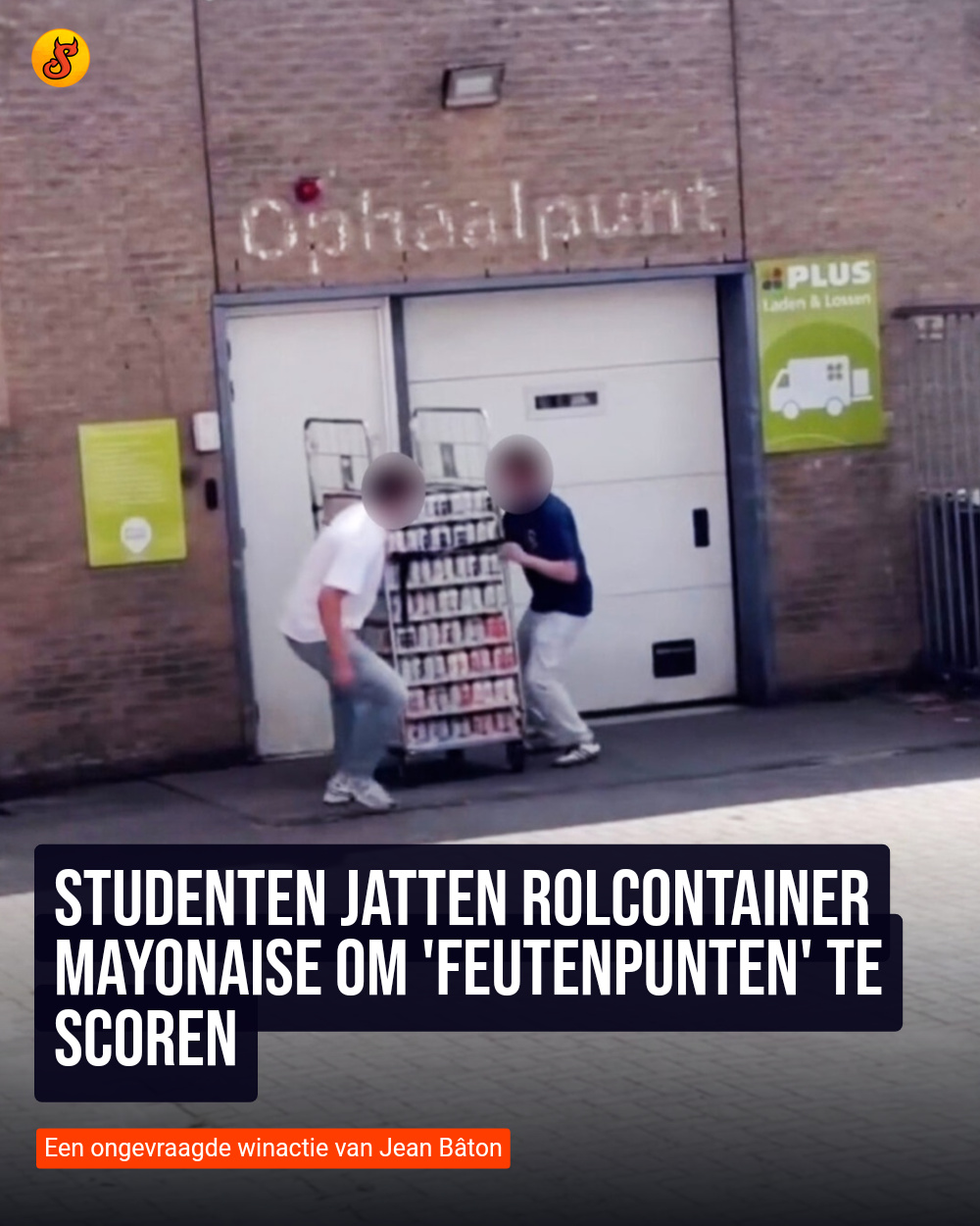 Studenten jatten rolcontainer mayonaise om 'feutenpunten' te scoren