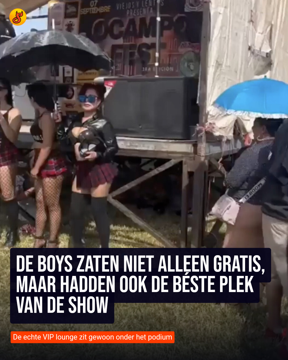 De boys zaten niet alleen gratis, maar hadden ook de béste plek van de show
