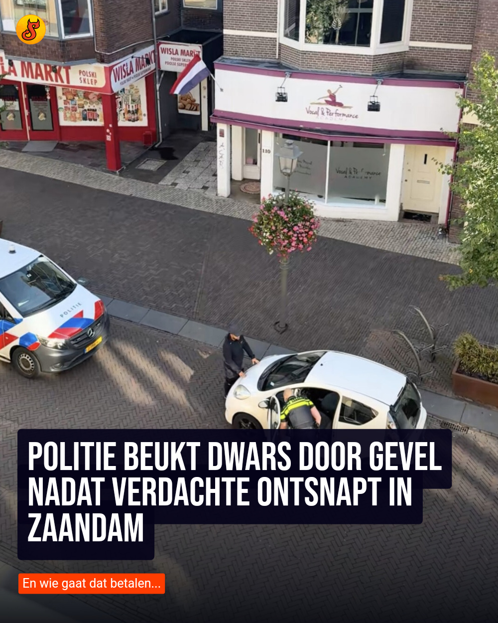 Politie beukt dwars door gevel nadat verdachte ontsnapt in Zaandam