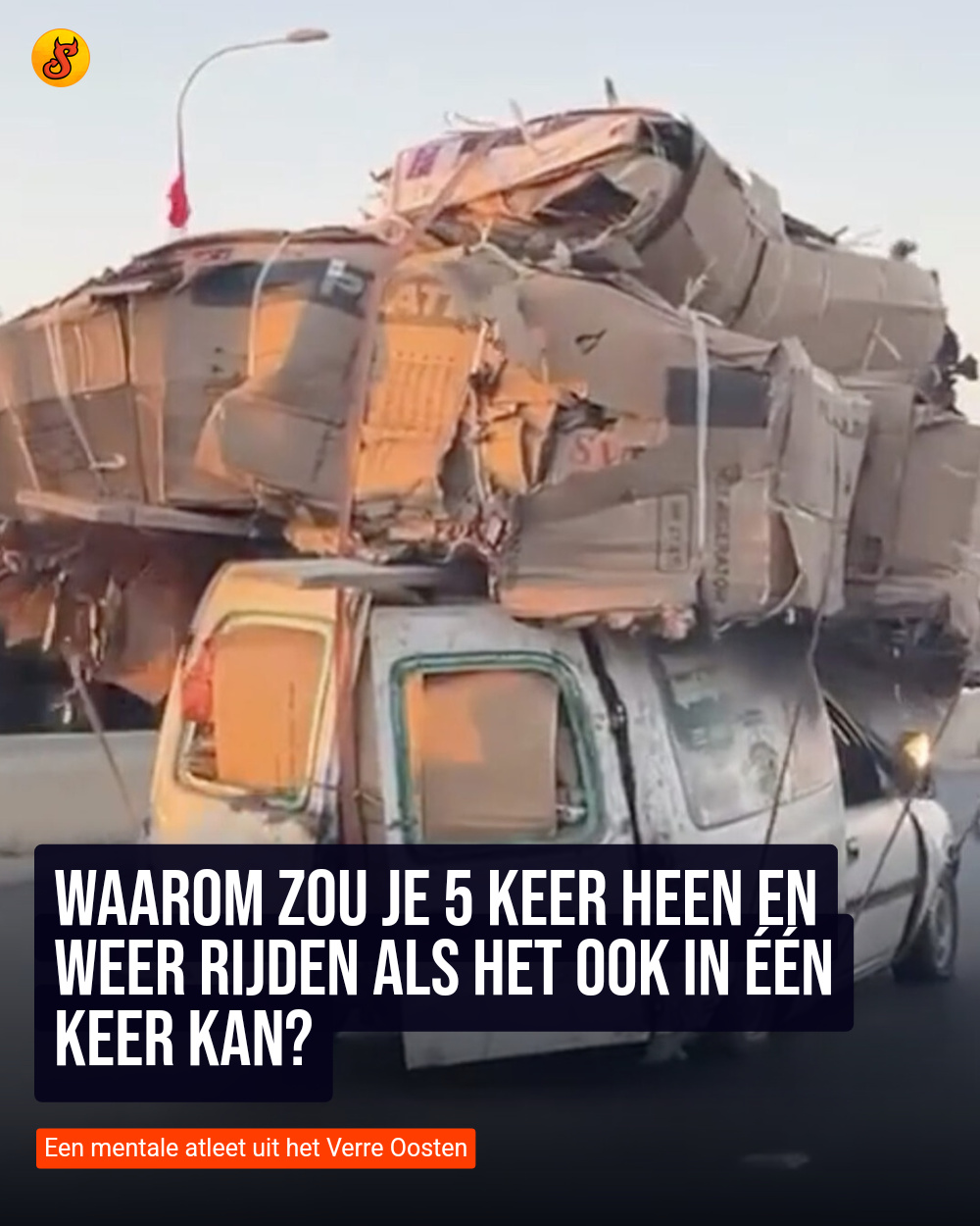 Waarom zou je 5 keer heen en weer rijden als het ook in één keer kan?