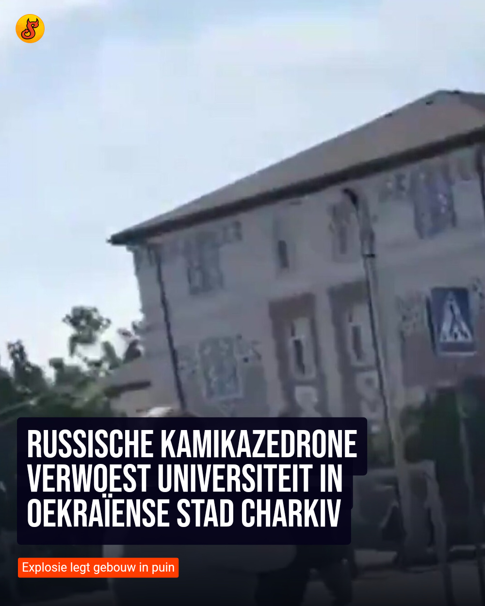 Russische kamikazedrone verwoest universiteit in Oekraïense stad Charkiv