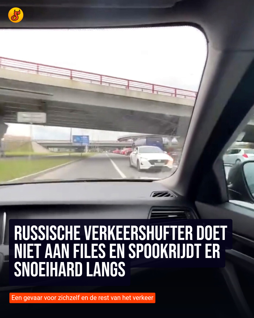 Russische verkeershufter doet niet aan files en spookrijdt er snoeihard langs
