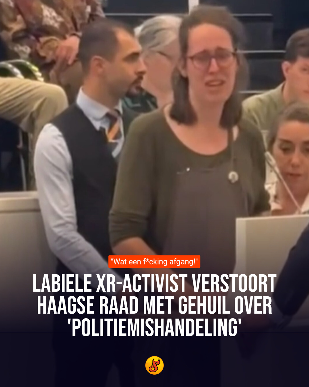 Labiele XR-activist verstoort Haagse raad met gehuil over 'politiemishandeling'