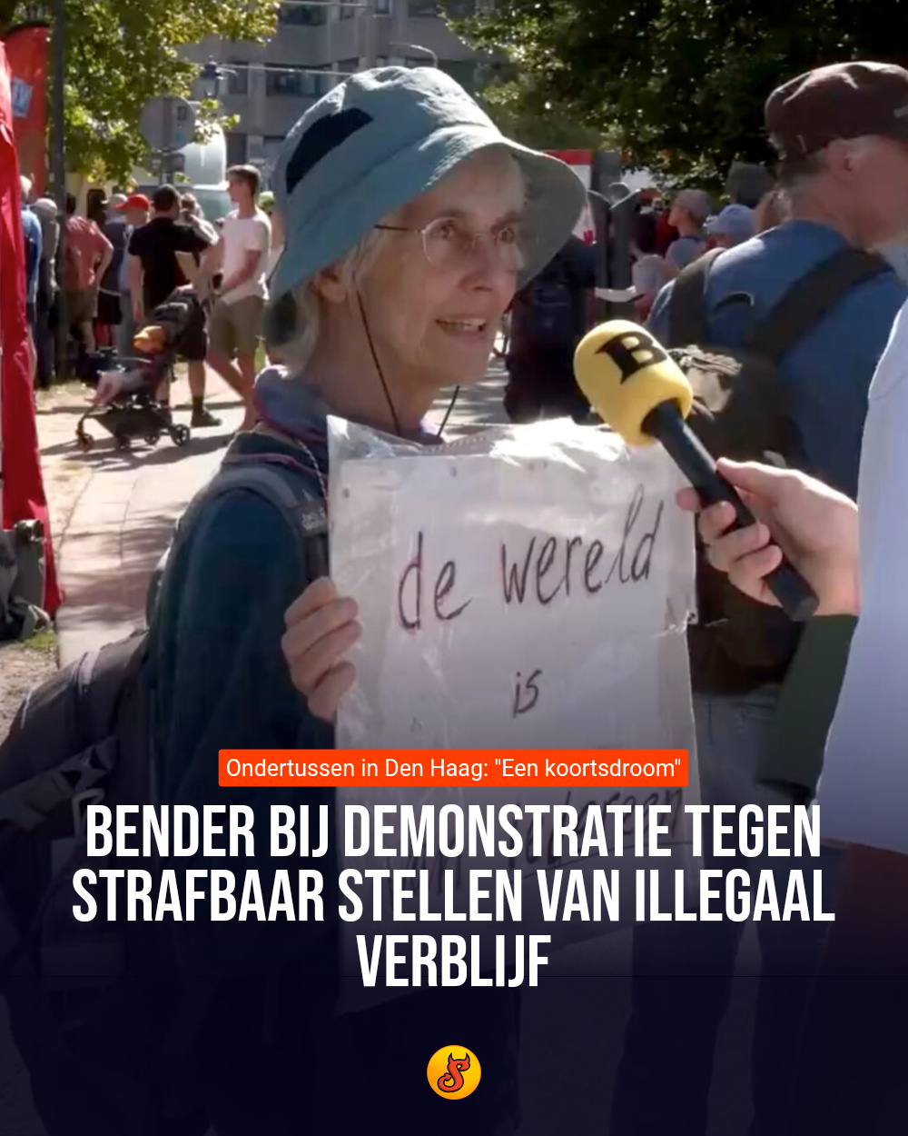Bender bij demonstratie tegen strafbaar stellen van illegaal verblijf